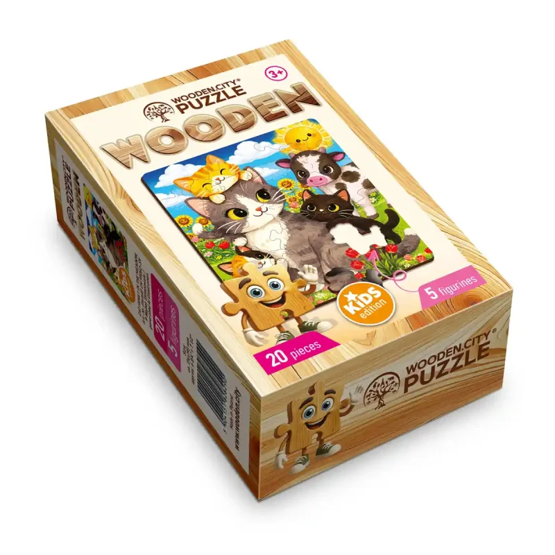 Wooden Puzzle 20 Cat Family in the Meadow 5