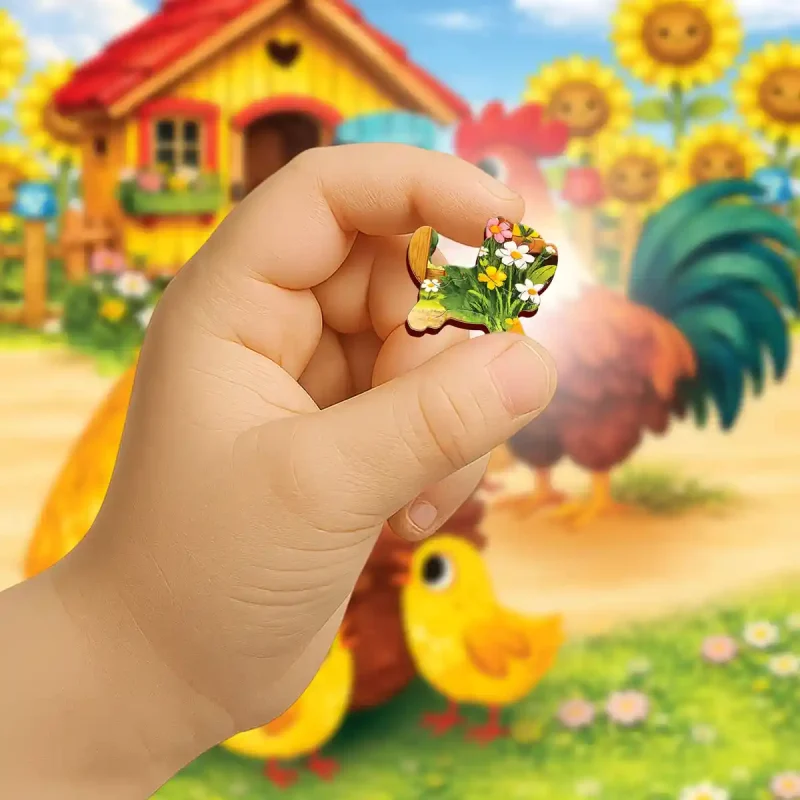Wooden Puzzle 20 Chicken Family on the Farm 4