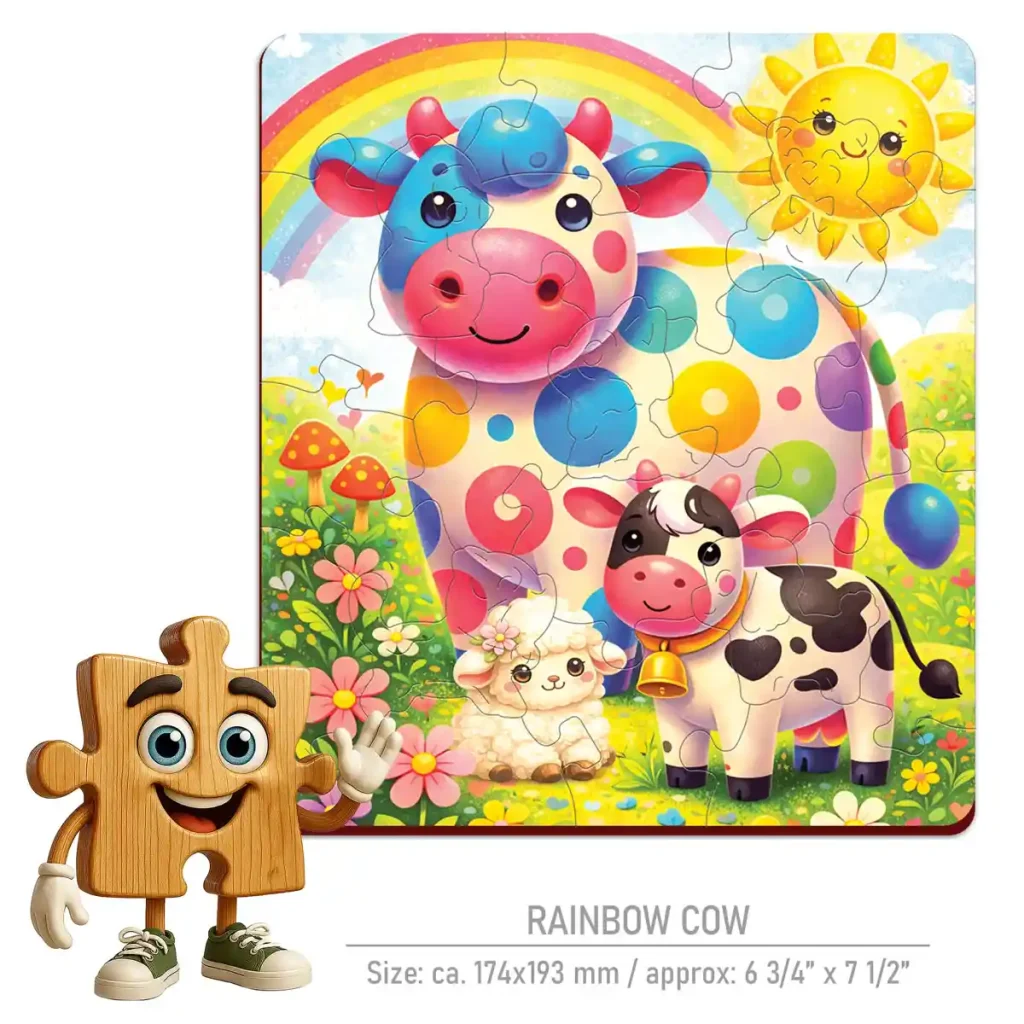 Wooden Puzzle 20 Rainbow Cow 1