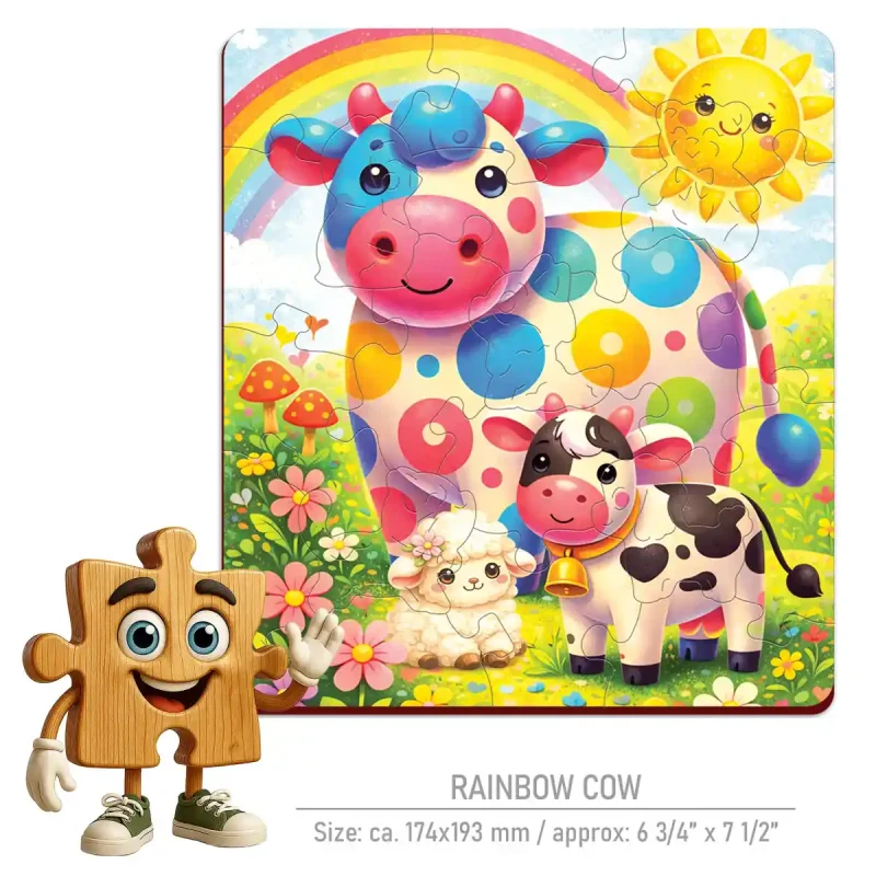 Wooden Puzzle 20 Rainbow Cow 1