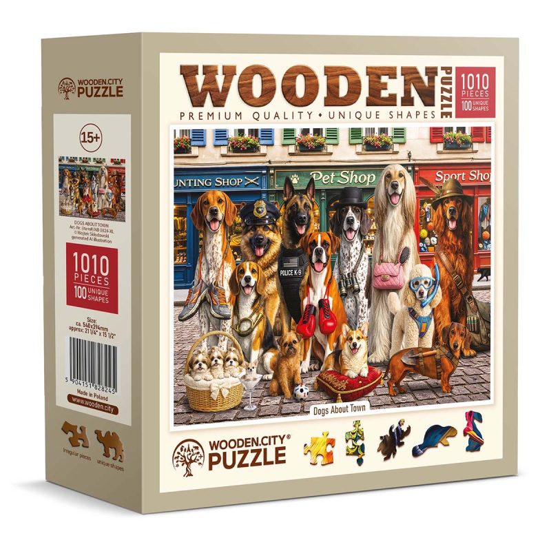 Wooden Puzzle 1000 Dogs About Town 9