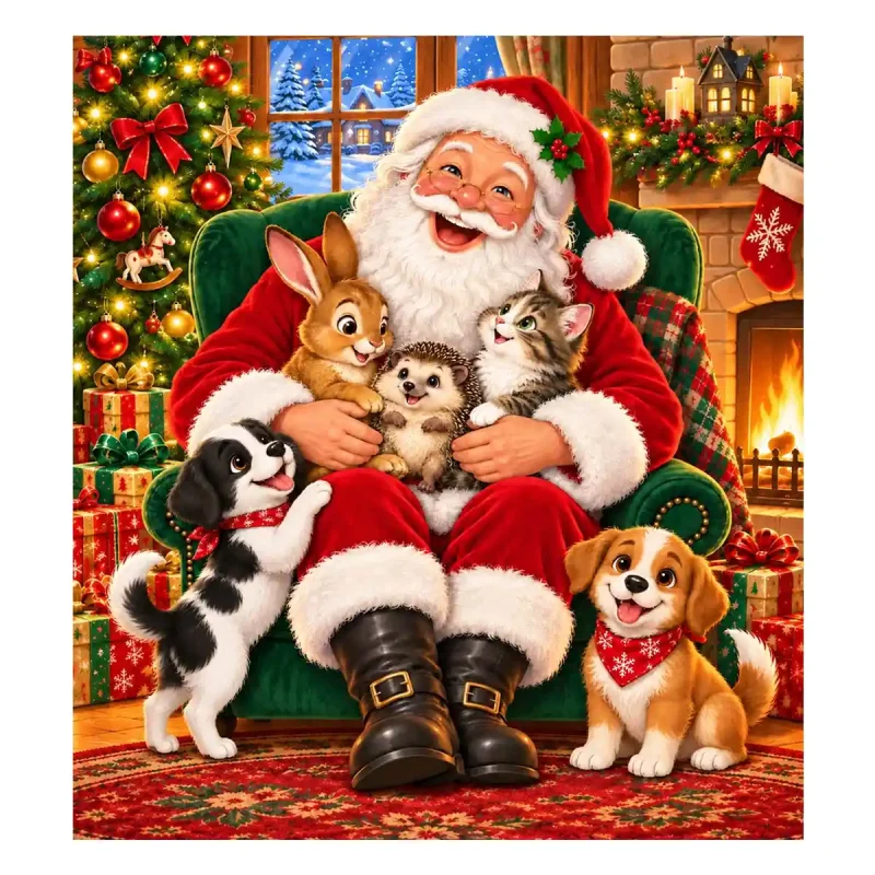 Santa-and-His-Little-Friends-1 Wooden Puzzle 20 Santa and His Little Friends 1