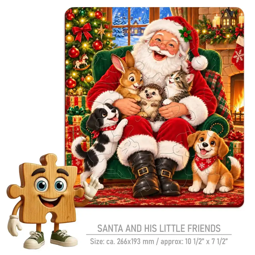 Wooden Puzzle 20 Santa and His Little Friends 3