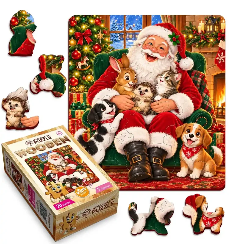 Wooden Puzzle 20 Santa and His Little Friends 4