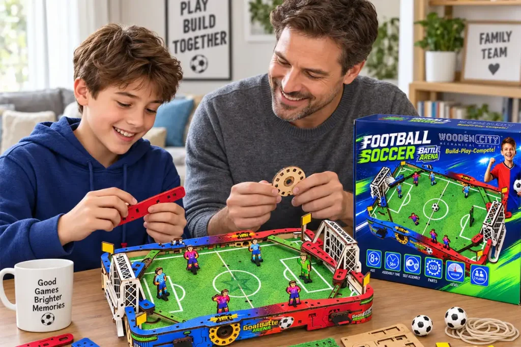 3D Wooden Puzzle Football Battle Arena Opis 4
