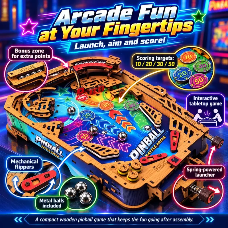 3D Wooden Puzzle Pinball Battle Arena 4