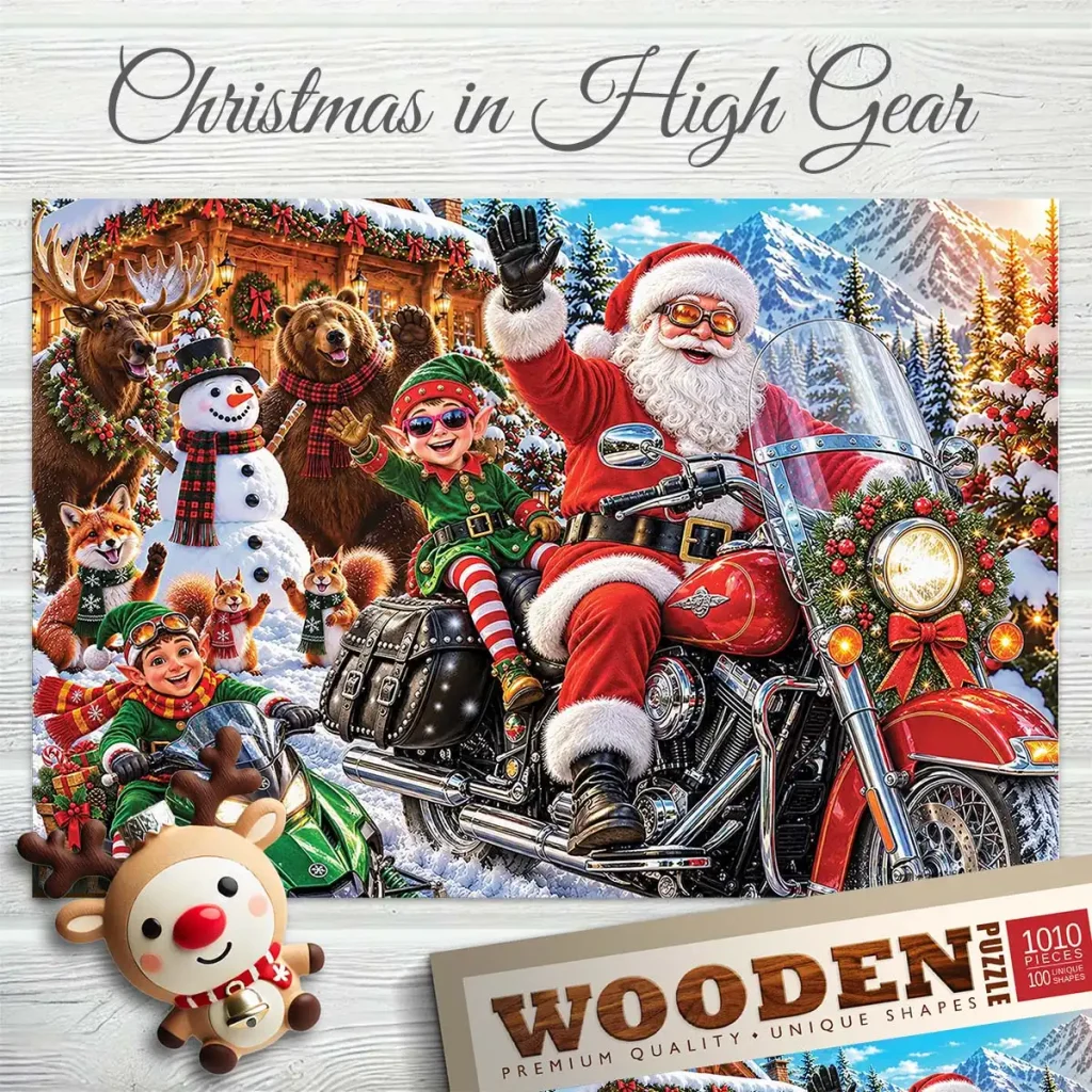 wooden puzzle 1000 Christmas in High Gear opis 2