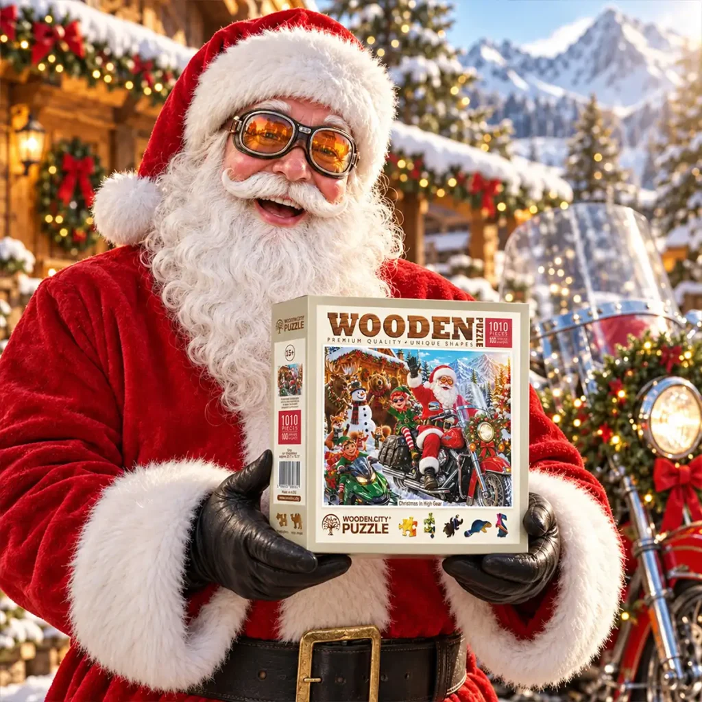 wooden puzzle 1000 Christmas in High Gear opis 5